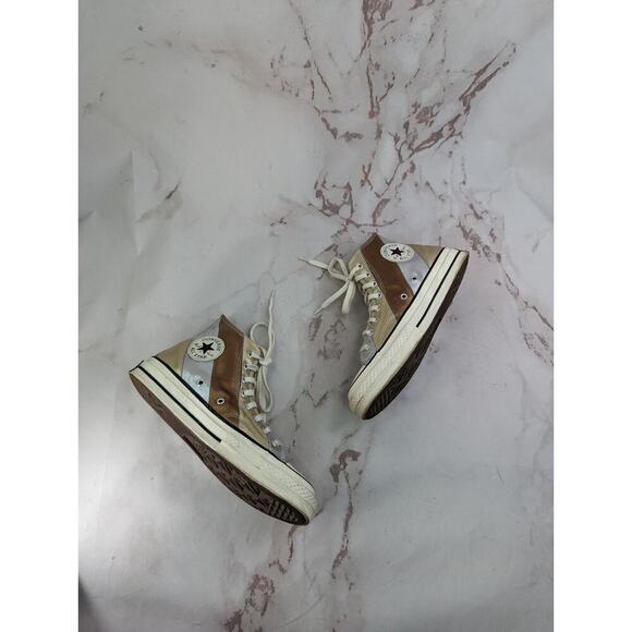 Converse High Tops Womens US 9 UK 7 Metallic Stripe Sneaker Shoes Silver Copper - Picture 13 of 13